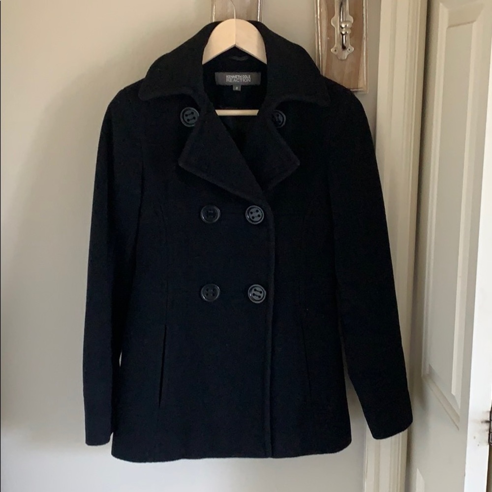 Kenneth Cole Reaction black Pea Coat! Size 2